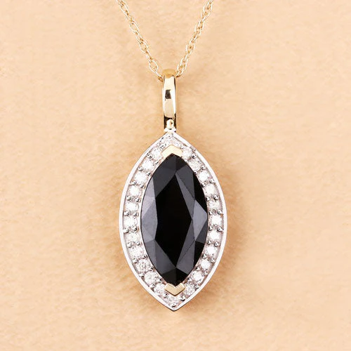 2.29 Carat Genuine Blue Sapphire and White Diamond 10K Yellow Gold Pendant - Image 5