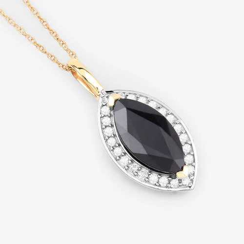 2.29 Carat Genuine Blue Sapphire and White Diamond 10K Yellow Gold Pendant - Image 7