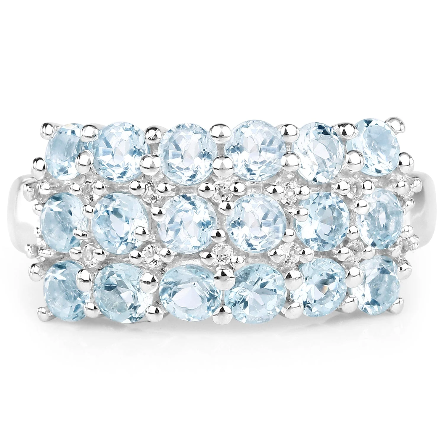 2.29 Carat Genuine Blue Topaz & White Topaz .925 Sterling Silver Ring - Image 3