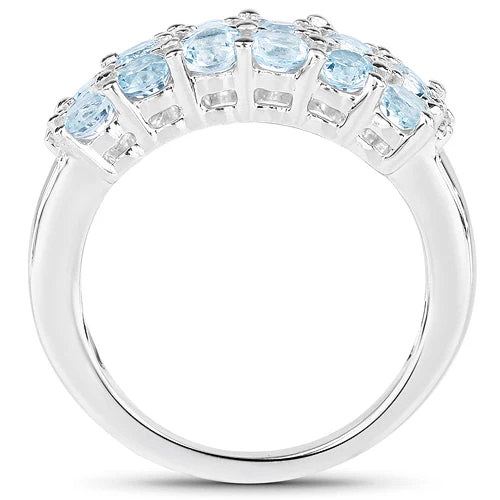 2.29 Carat Genuine Blue Topaz & White Topaz .925 Sterling Silver Ring - Image 5