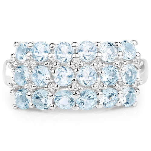 2.29 Carat Genuine Blue Topaz & White Topaz .925 Sterling Silver Ring - Image 6