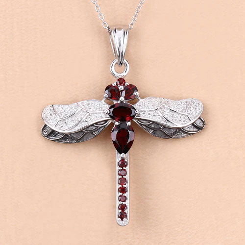 2.29 Carat Genuine Garnet and White Topaz .925 Sterling Silver Pendant - Image 11