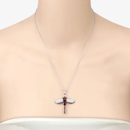 2.29 Carat Genuine Garnet and White Topaz .925 Sterling Silver Pendant - Image 12