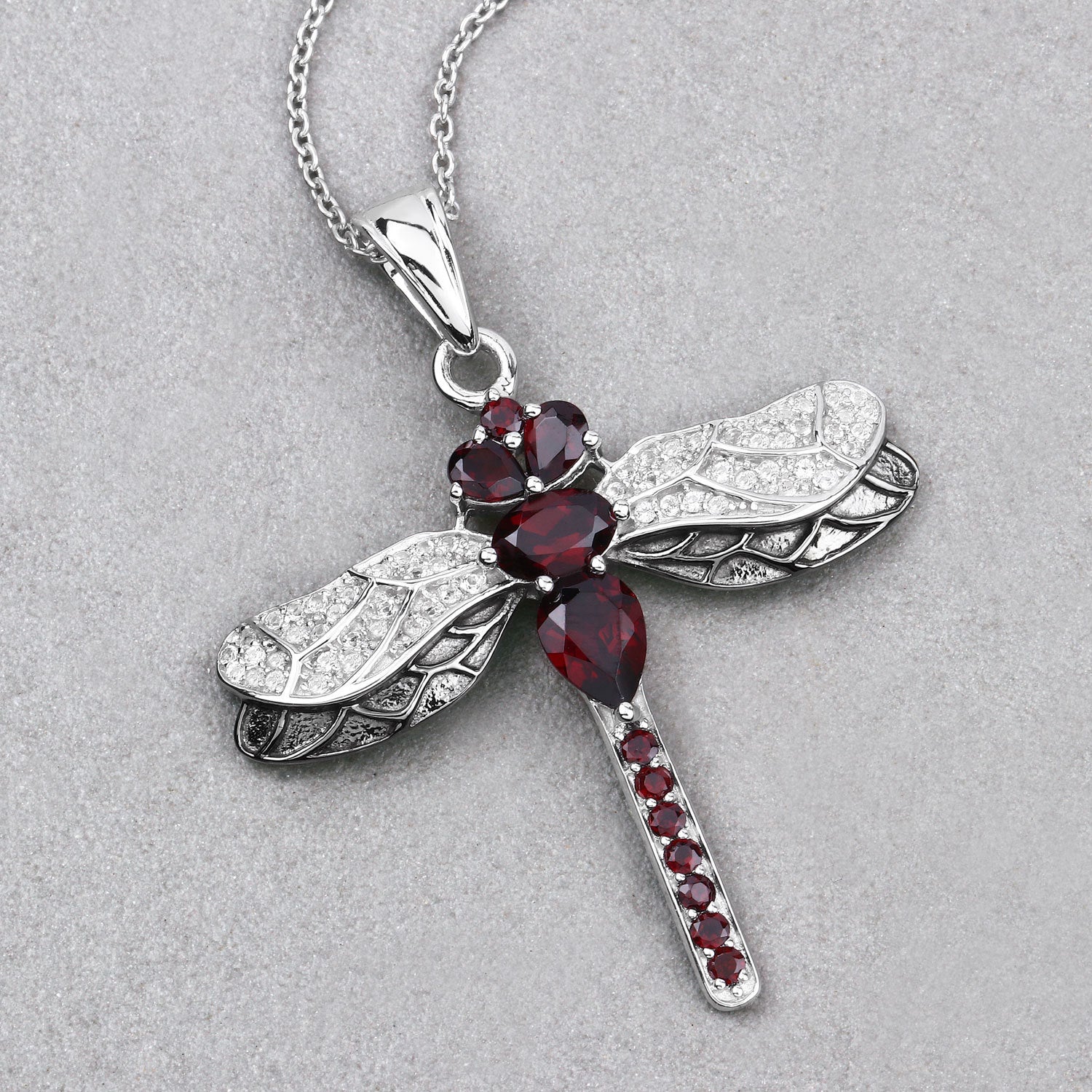 2.29 Carat Genuine Garnet and White Topaz .925 Sterling Silver Pendant - Image 4