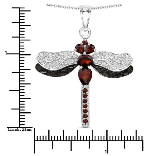 2.29 Carat Genuine Garnet and White Topaz .925 Sterling Silver Pendant - Image 7