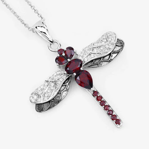 2.29 Carat Genuine Garnet and White Topaz .925 Sterling Silver Pendant - Image 9