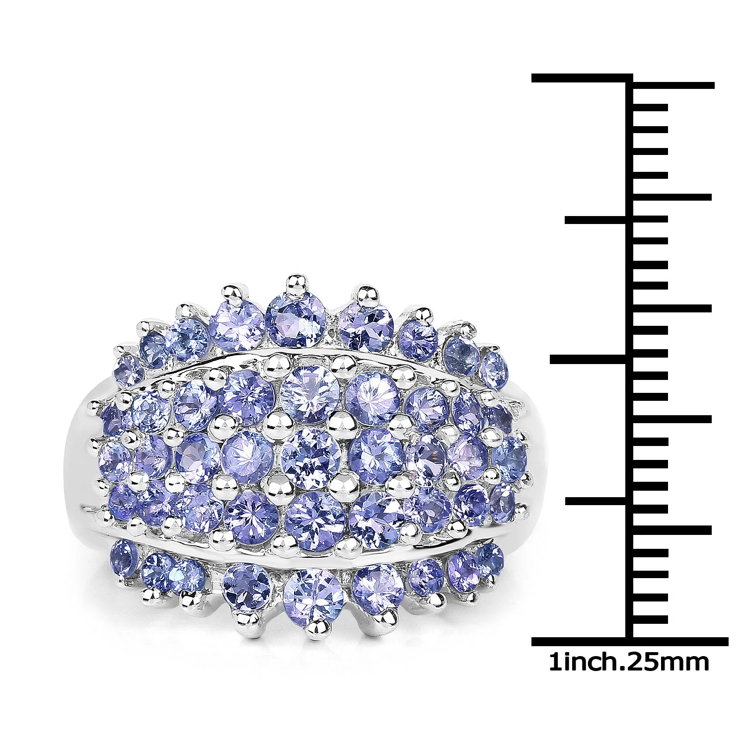 2.35 Carat Genuine Tanzanite .925 Sterling Silver Ring - Image 3
