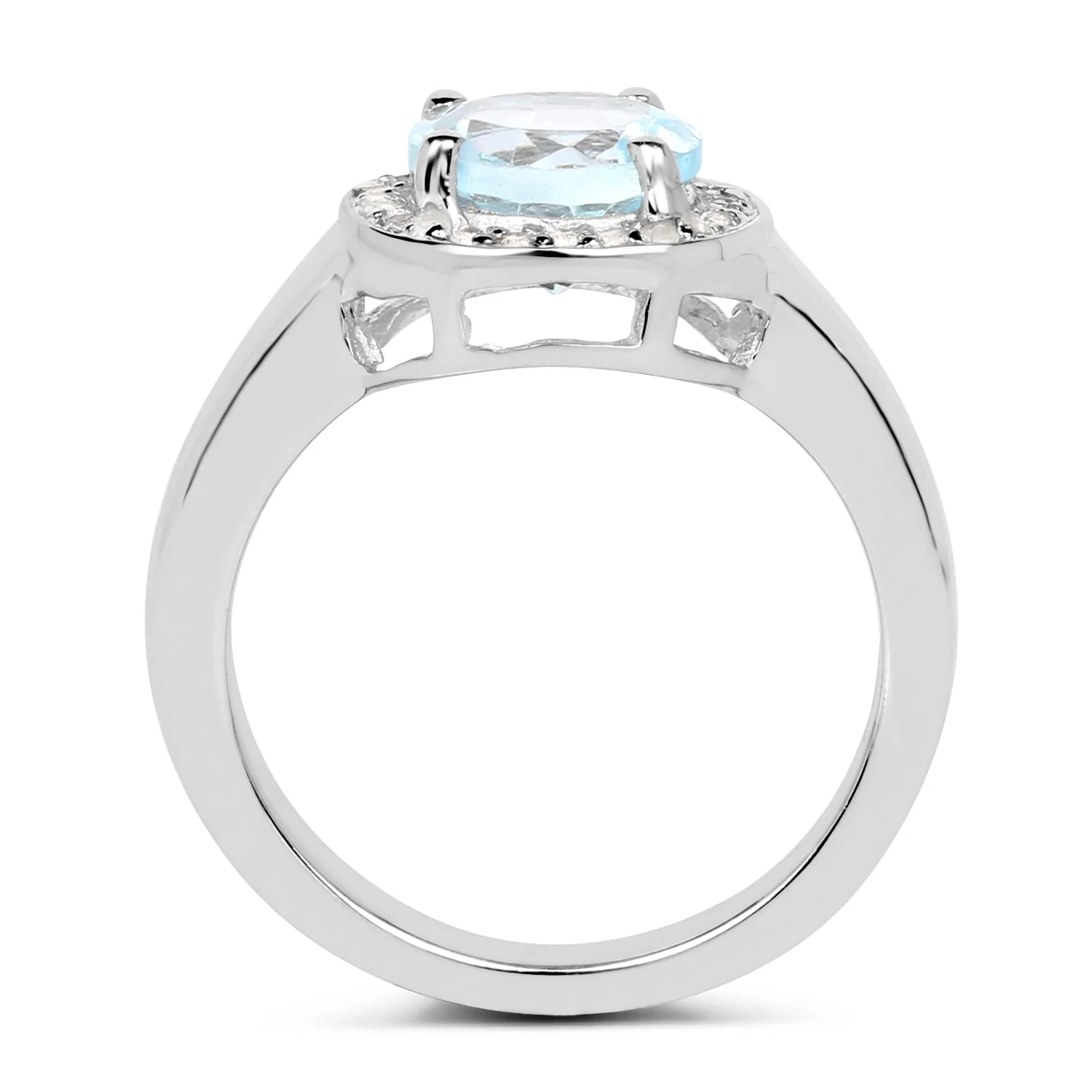 2.37 Carat Genuine Blue Topaz and White Topaz .925 Sterling Silver Ring - Image 2