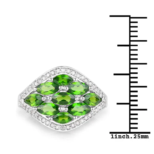 2.37 Carat Genuine Chrome Diopside and White Diamond .925 Sterling Silver Ring - Image 6