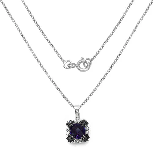 2.38 Carat Genuine Multi Stone .925 Sterling Silver Pendant - Image 4