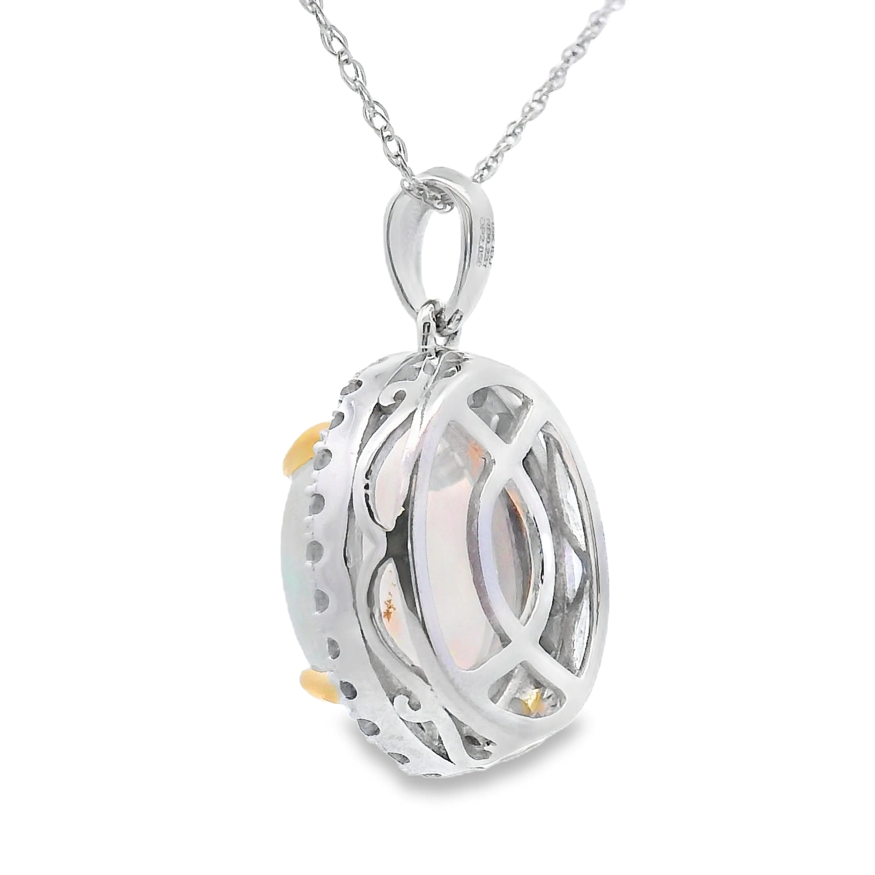 2.39ct Opal Diamond Fashion Pendants 10KT White Gold - Image 2