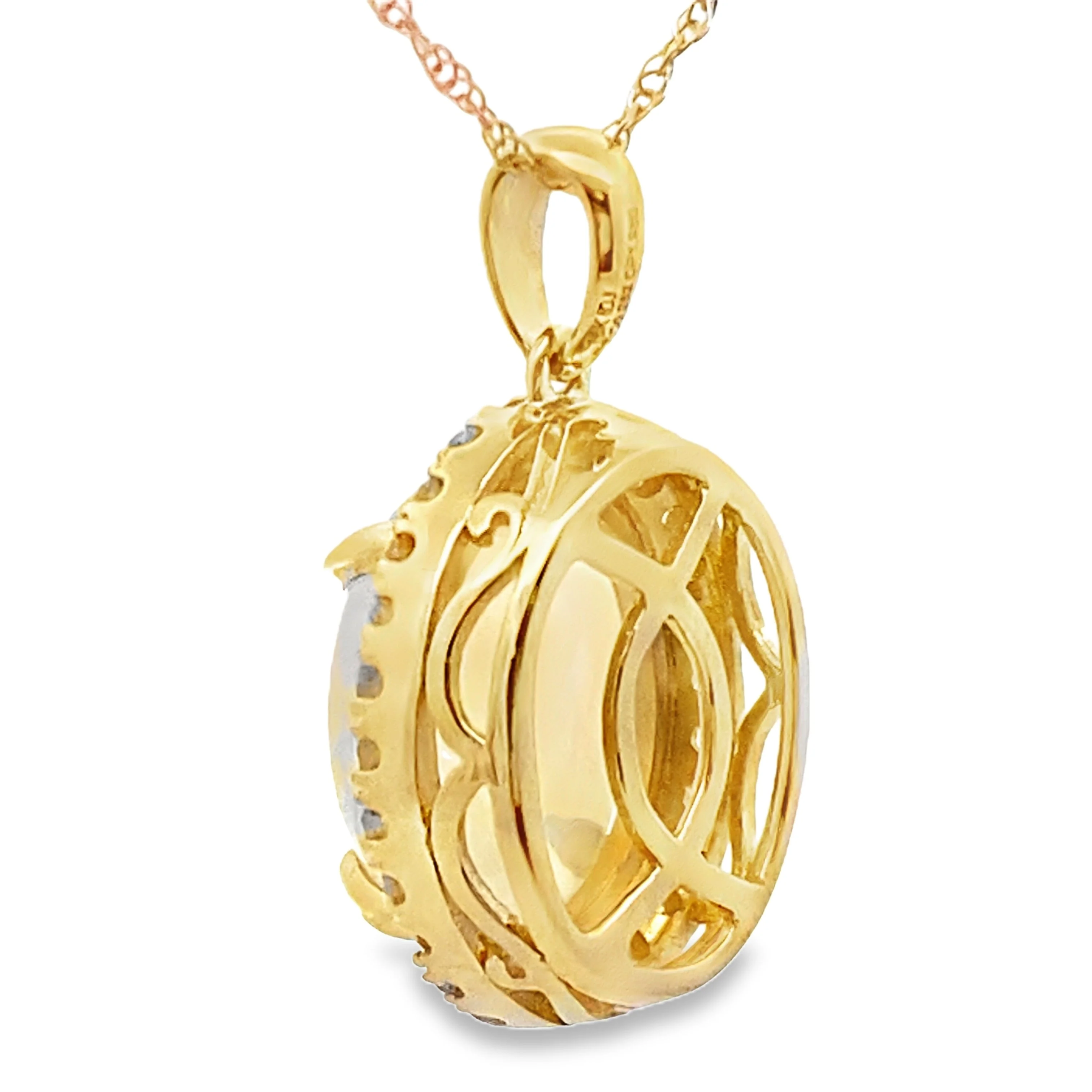 2.39ct Opal Diamond Fashion Pendants 10KT Yellow Gold - Image 2