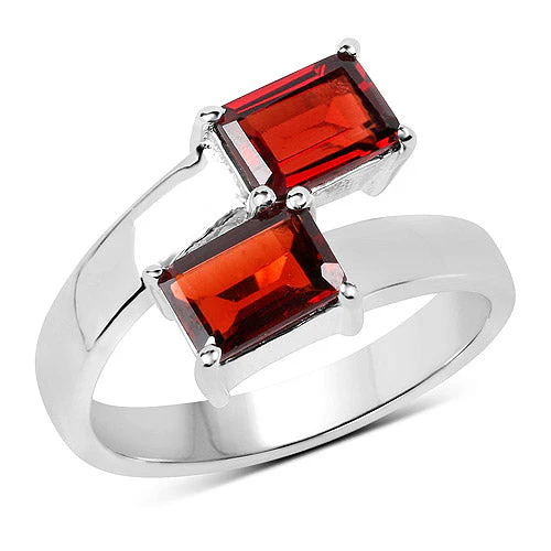 2.40 Carat Genuine  Garnet .925 Sterling Silver Ring - Image 4
