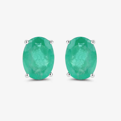 2.40 Carat Genuine Zambian Emerald 10K White Gold Earrings - Image 10