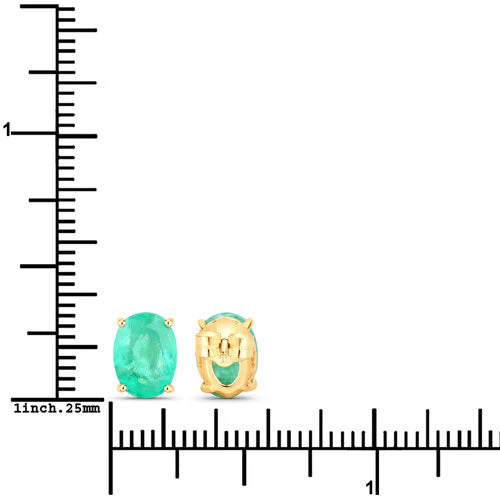 2.40 Carat Genuine Zambian Emerald 10K Yellow Gold Earrings - Image 3
