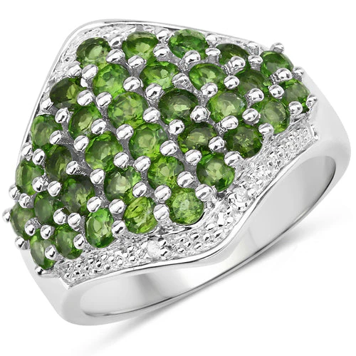 2.41 Carat Genuine Chrome Diopside and White Topaz .925 Sterling Silver Ring - Image 4