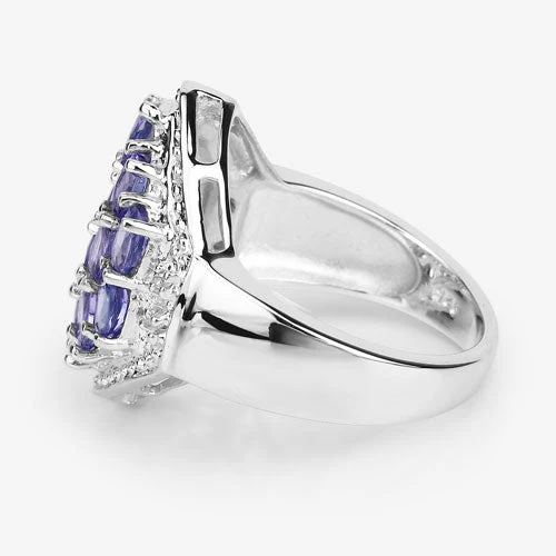 2.41 Carat Genuine Tanzanite and White Topaz .925 Sterling Silver Ring - Image 11
