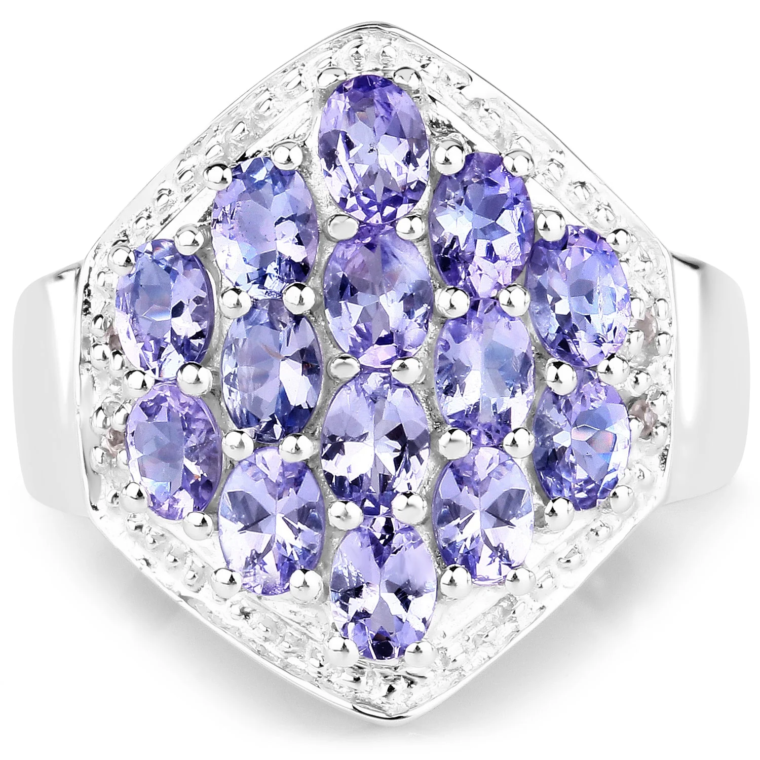 2.41 Carat Genuine Tanzanite and White Topaz .925 Sterling Silver Ring - Image 3
