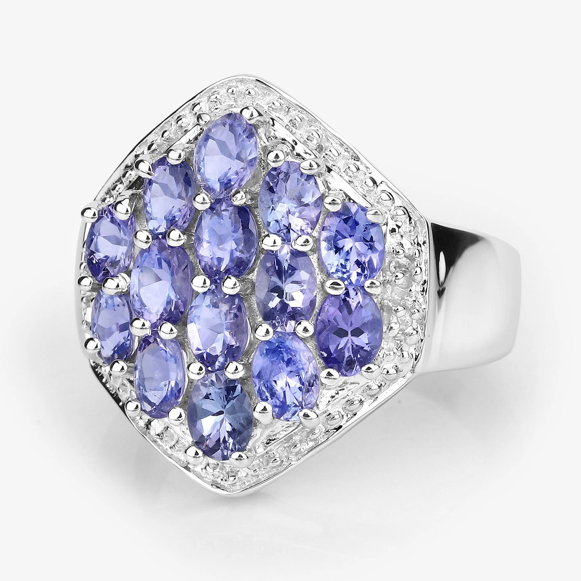 2.41 Carat Genuine Tanzanite and White Topaz .925 Sterling Silver Ring - Image 4