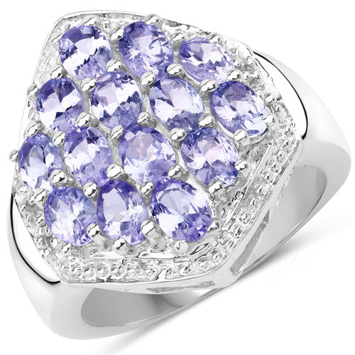 2.41 Carat Genuine Tanzanite and White Topaz .925 Sterling Silver Ring - Image 5