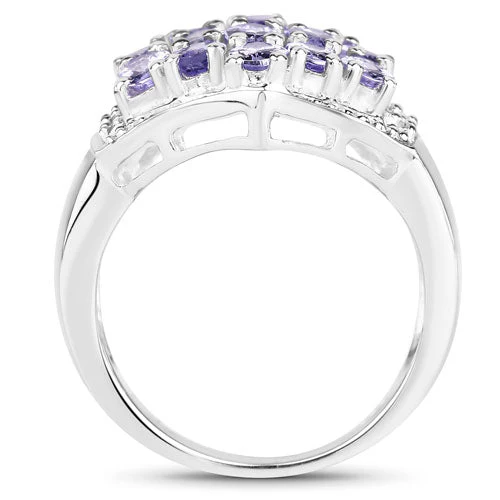 2.41 Carat Genuine Tanzanite and White Topaz .925 Sterling Silver Ring - Image 6