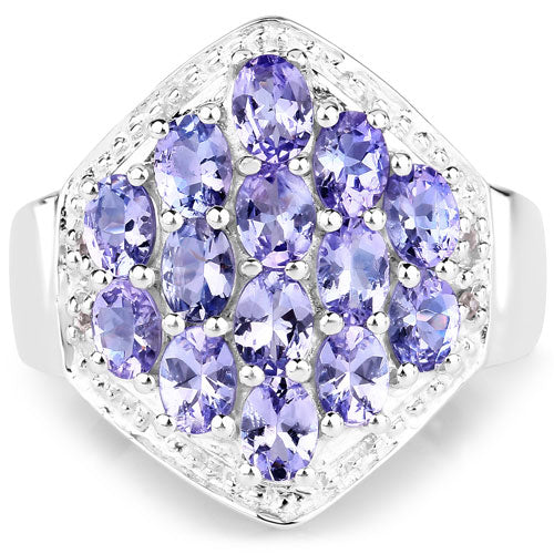 2.41 Carat Genuine Tanzanite and White Topaz .925 Sterling Silver Ring - Image 7