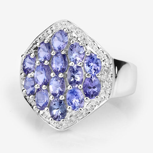2.41 Carat Genuine Tanzanite and White Topaz .925 Sterling Silver Ring - Image 8