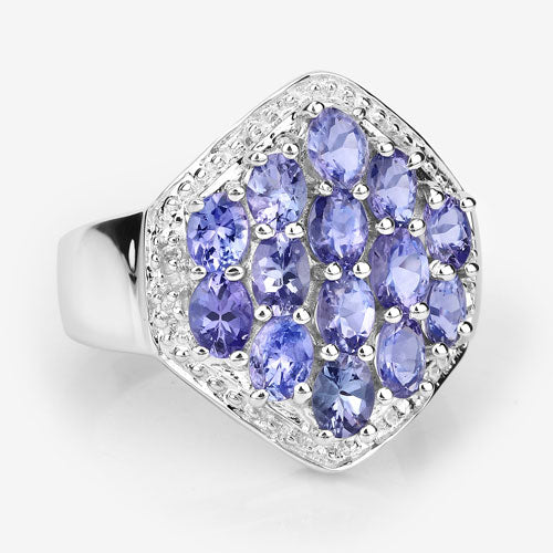 2.41 Carat Genuine Tanzanite and White Topaz .925 Sterling Silver Ring - Image 9
