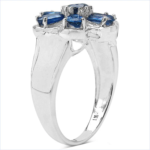 2.43 Carat Genuine Blue Sapphire .925 Sterling Silver Ring - Image 3