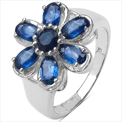2.43 Carat Genuine Blue Sapphire .925 Sterling Silver Ring - Image 5