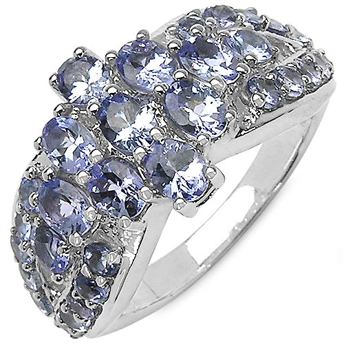 2.43 Carat Genuine Tanzanite .925 Sterling Silver Ring