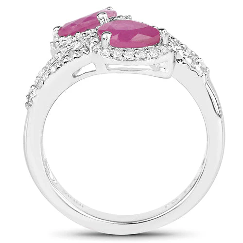 2.43 Carat Glass Filled Ruby and White Topaz Sterling Silver Ring - Image 5