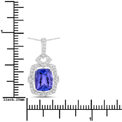 2.46 Carat Genuine Tanzanite and White Diamond 14K White Gold Pendant - Image 3