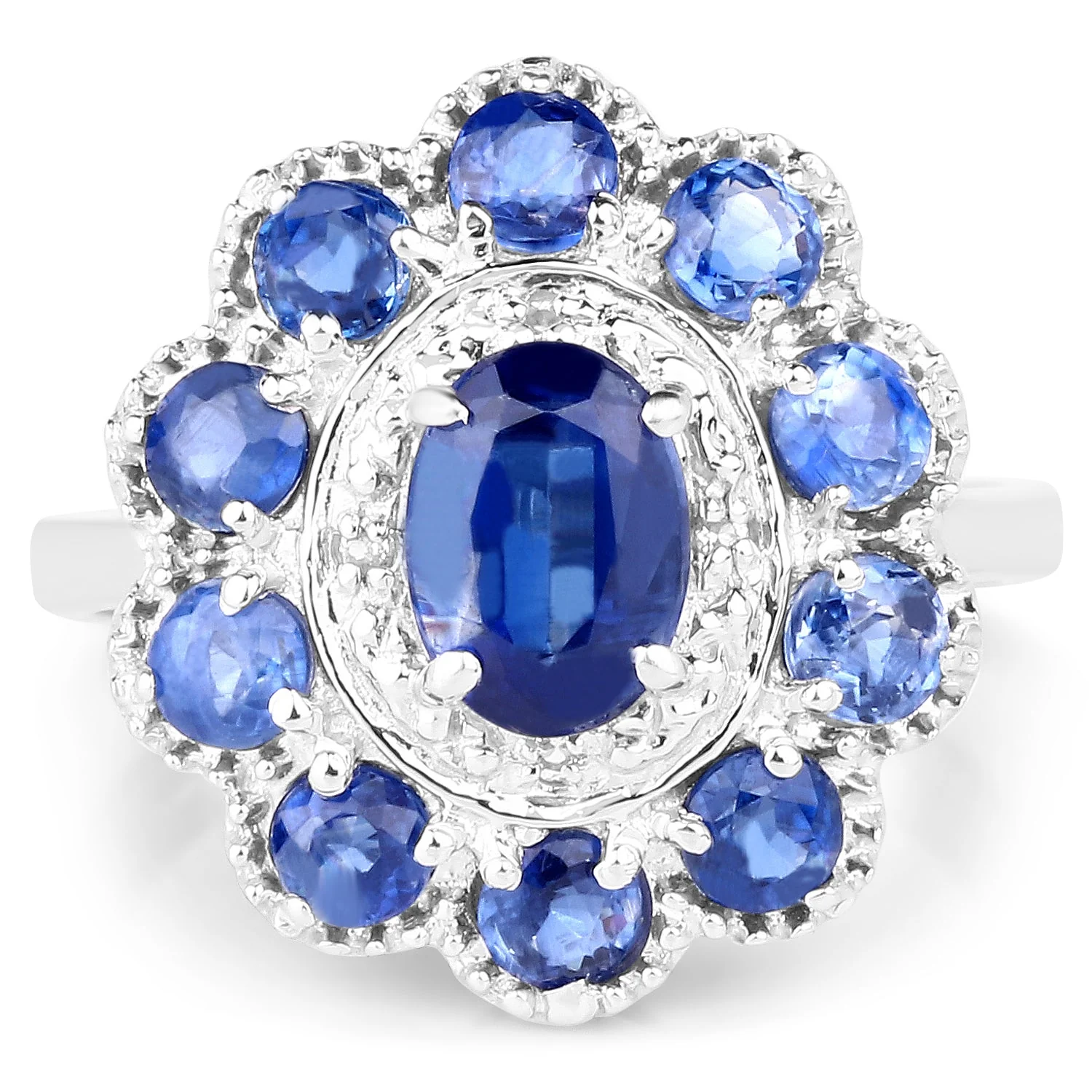 2.47 Carat Genuine Kyanite & White Topaz .925 Sterling Silver Ring - Image 3