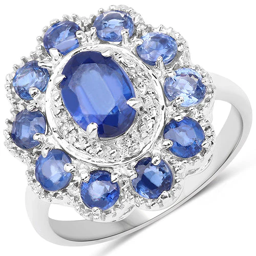 2.47 Carat Genuine Kyanite & White Topaz .925 Sterling Silver Ring - Image 4