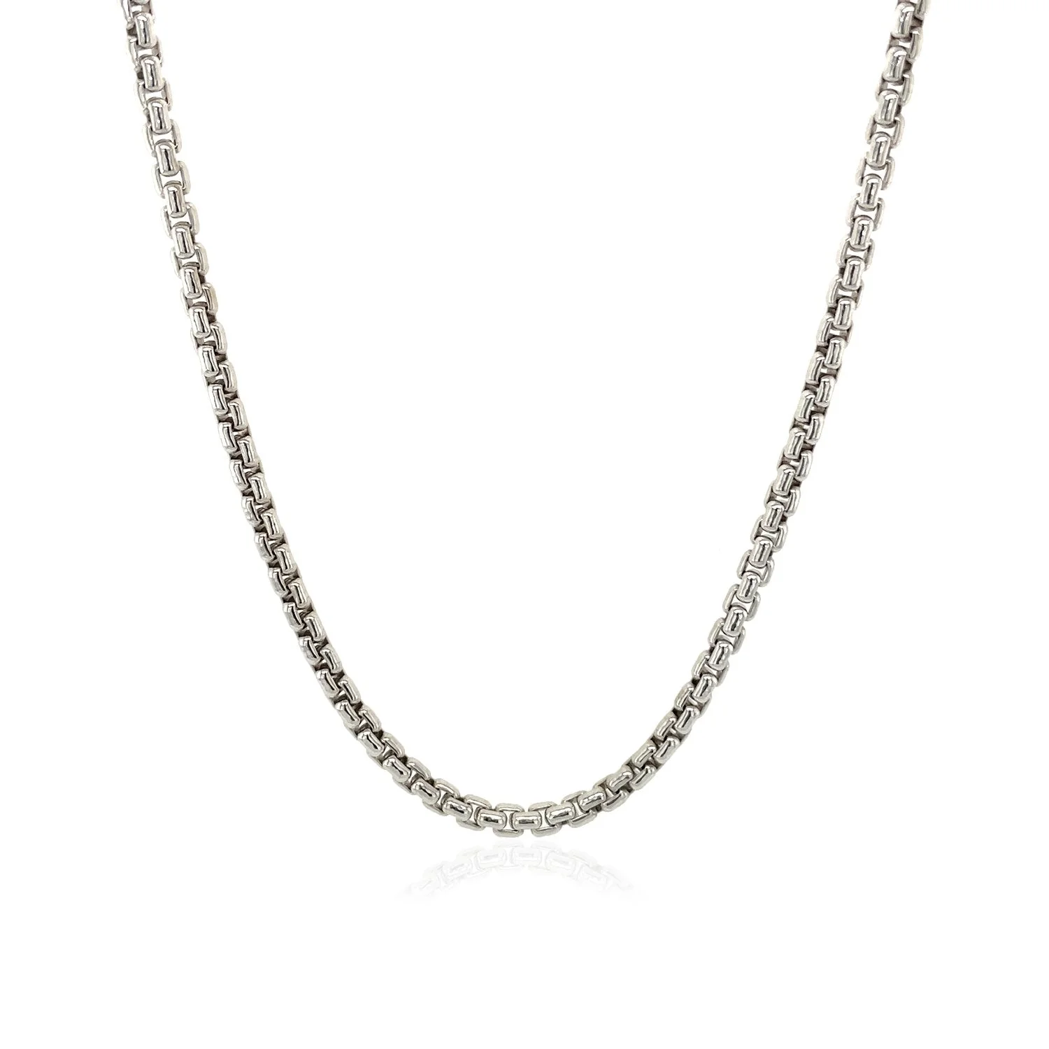 2.4mm 14k White Gold Round Box Chain - Image 6