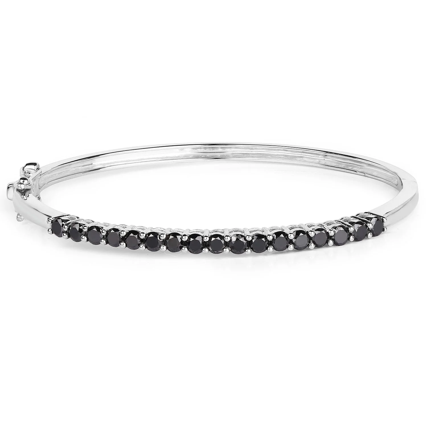 2.50 Carat Genuine Black Diamond .925 Sterling Silver Bangle - Image 3