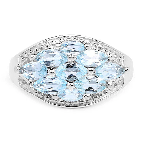 2.50 Carat Genuine  Blue Topaz .925 Sterling Silver Ring - Image 6