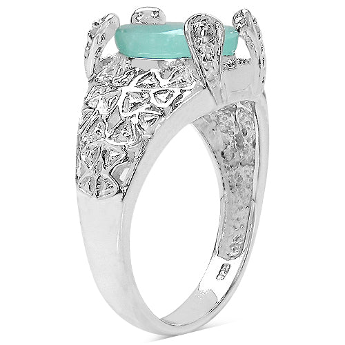2.52 Carat Genuine Emerald & White Topaz .925 Sterling Silver Ring - Image 3