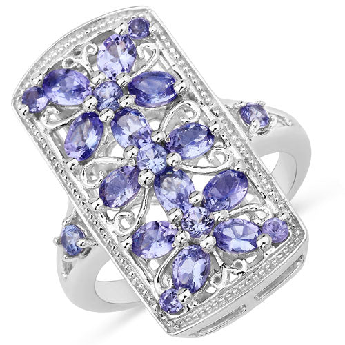 2.53 Carat Genuine Tanzanite .925 Sterling Silver Ring - Image 2