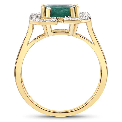 2.55 Carat Dyed Emerald and White Topaz .925 Sterling Silver Ring - Image 5