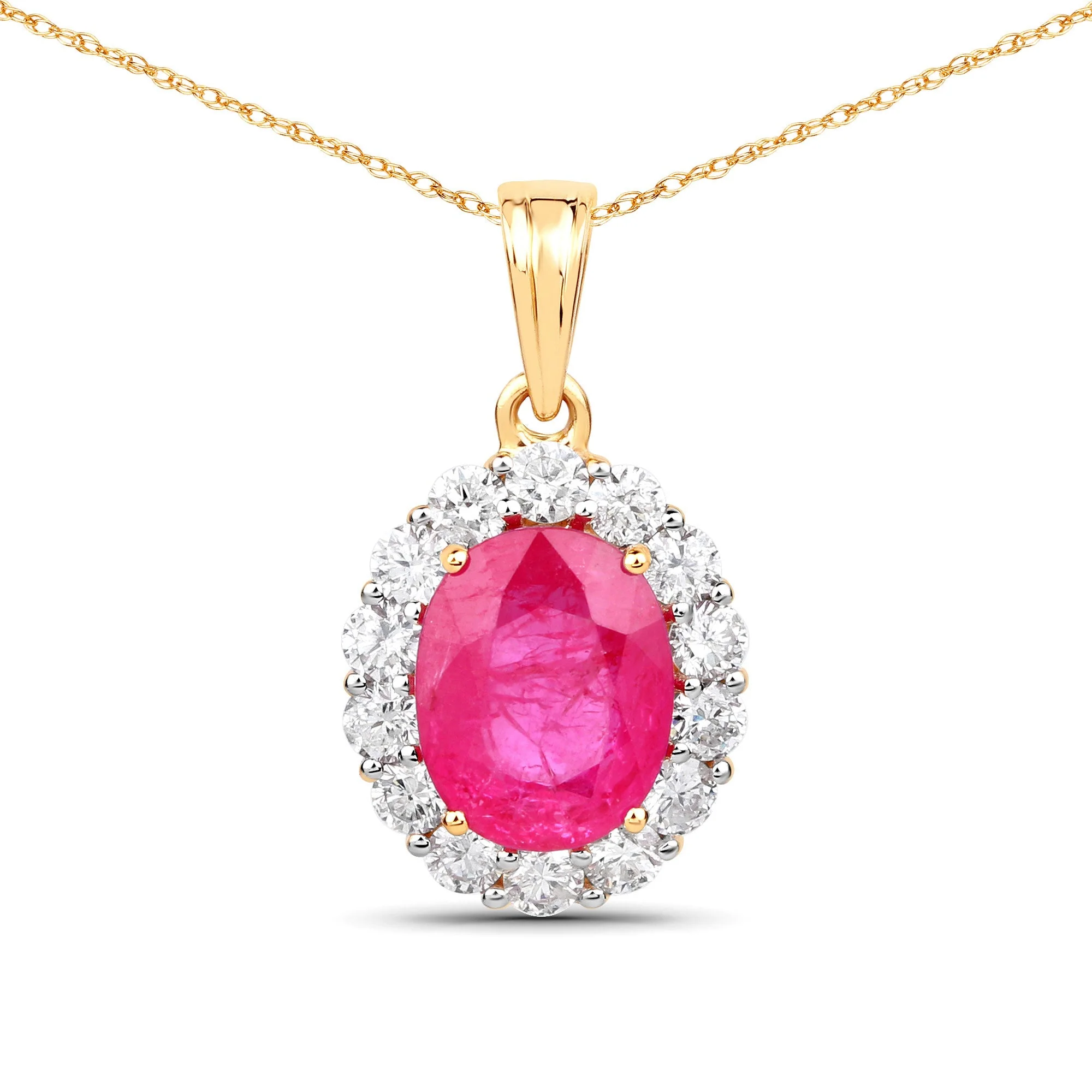 2.56 Carat Genuine Burma Ruby and White Diamond 18K Yellow Gold Pendant - Image 3