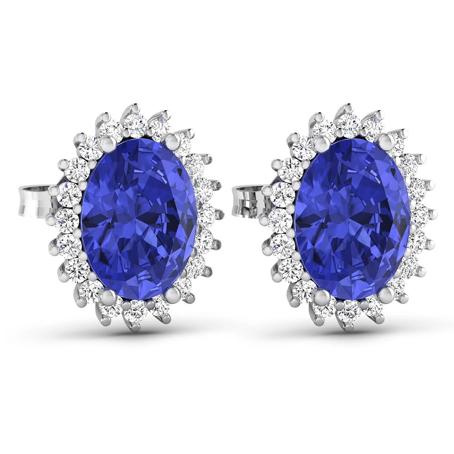 2.56 Carat Genuine Tanzanite and White Diamond 14K White Gold Earrings - Image 3