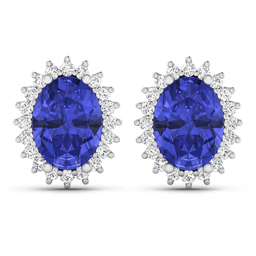 2.56 Carat Genuine Tanzanite and White Diamond 14K White Gold Earrings - Image 6