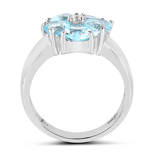 2.58 Carat Genuine Blue Topaz and White Topaz .925 Sterling Silver Ring - Image 5