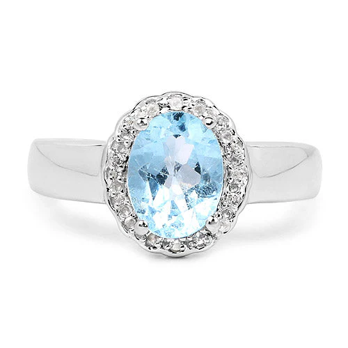 2.58 Carat Genuine Blue Topaz and White Topaz .925 Sterling Silver Ring - Image 6