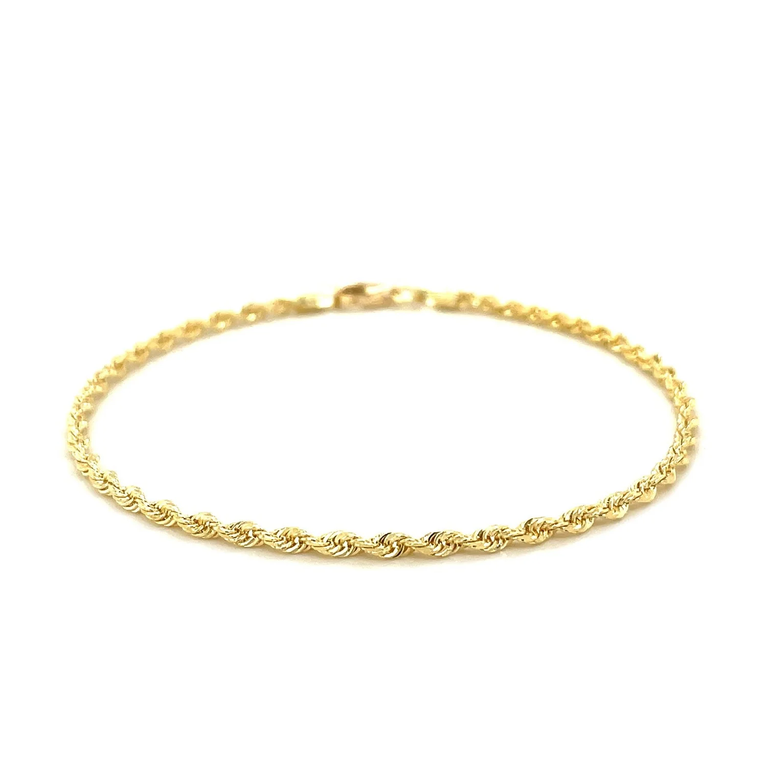 2.5mm 10k Yellow Gold Solid Diamond Cut Rope Bracelet - Image 5