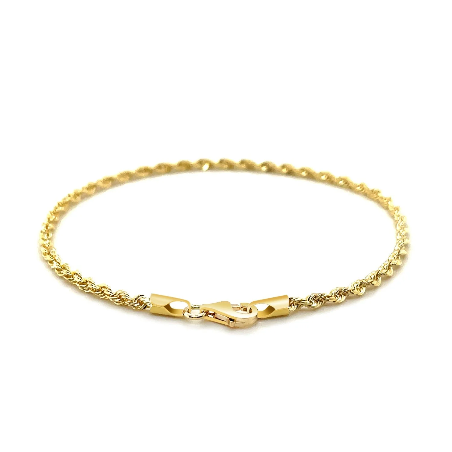 2.5mm 10k Yellow Gold Solid Diamond Cut Rope Bracelet - Image 6