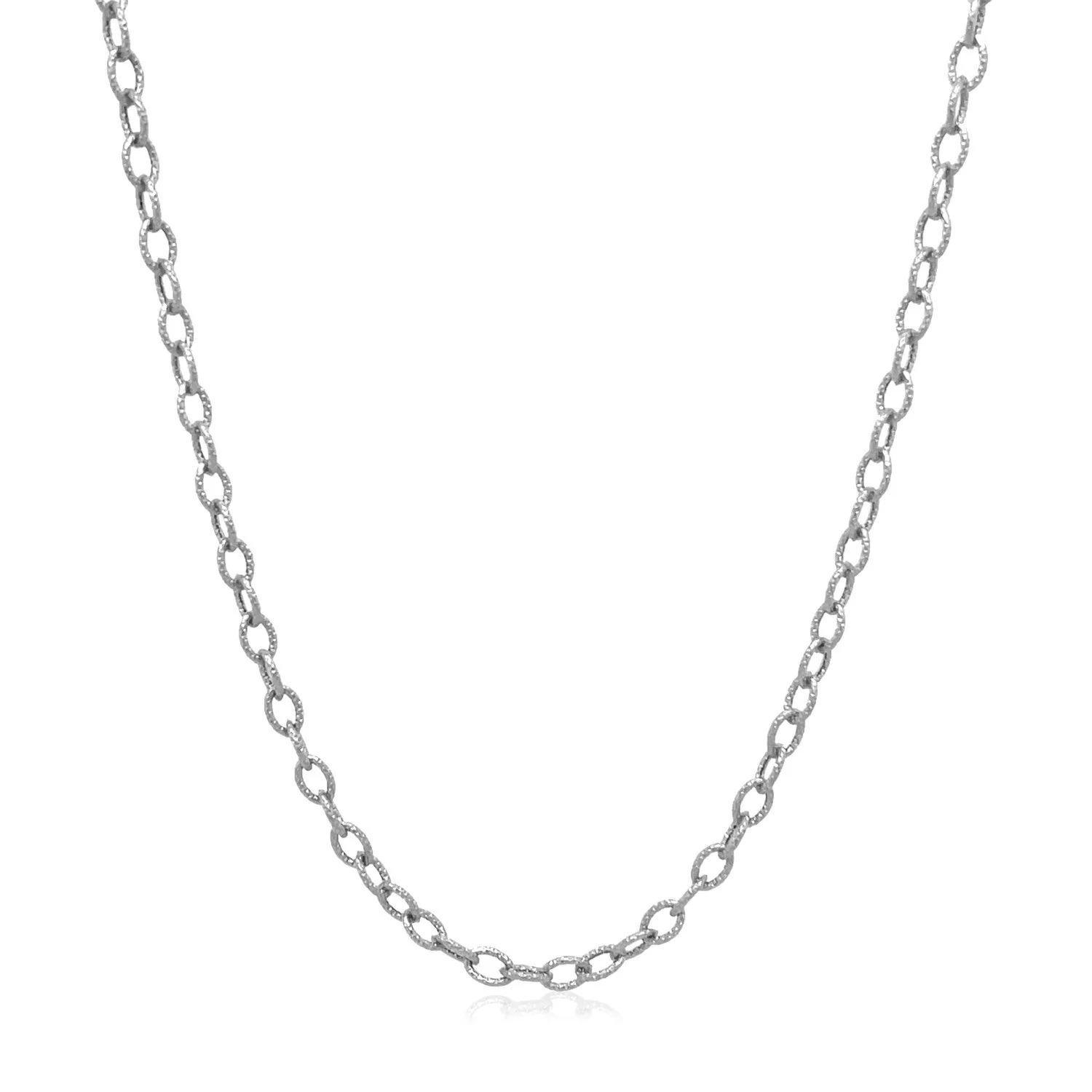 2.5mm 14k White Gold Pendant Chain with Textured Links - Image 2