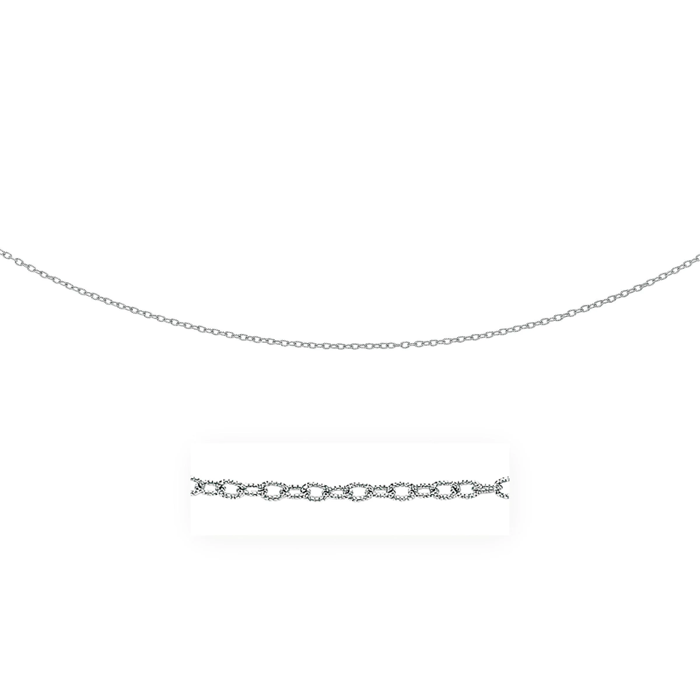 2.5mm 14k White Gold Pendant Chain with Textured Links - Image 7